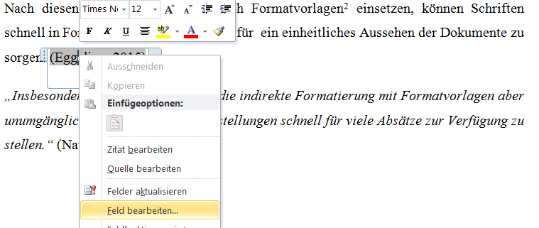 Zitatquelle Kontextmen&uuml;