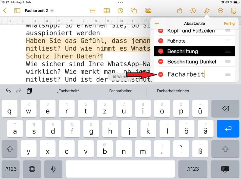 markierter Text
