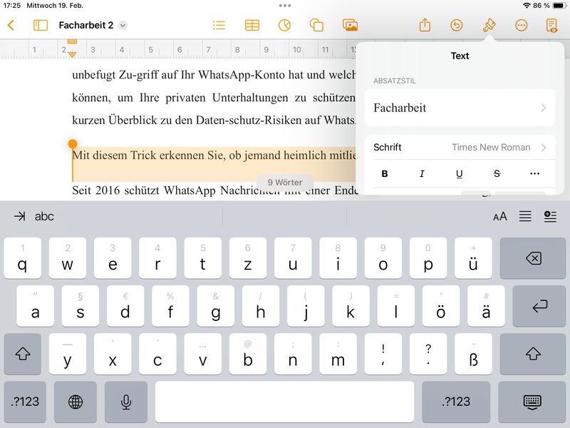 Formatvorlage &Uuml;berschrift2 w&auml;hlen und anpassen