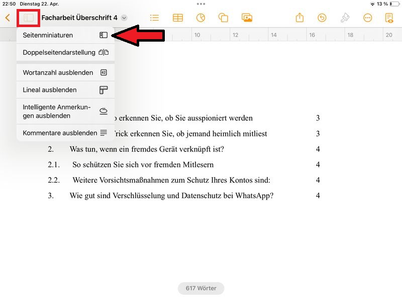 Miniaturansicht aktivieren